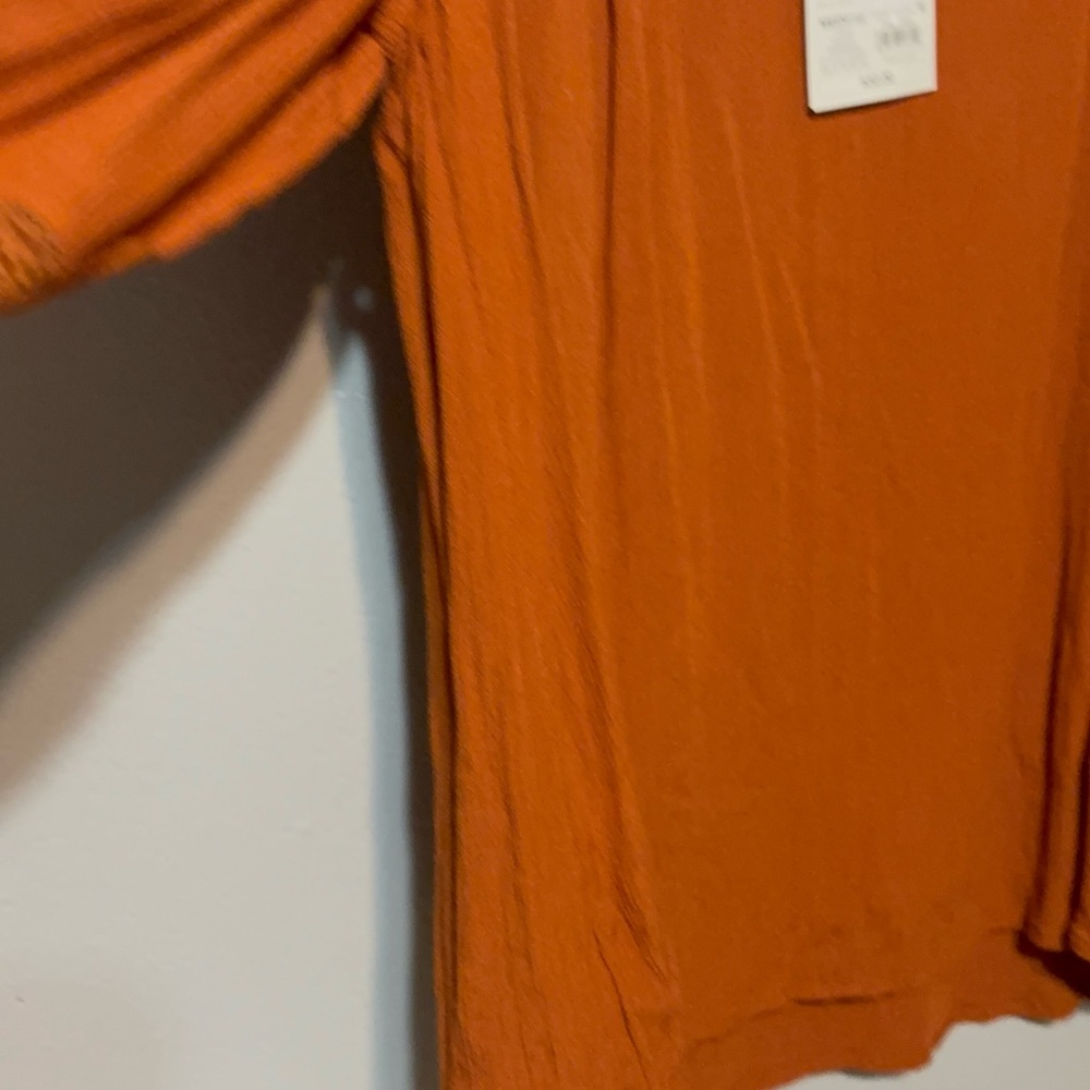 Knox Rose Rust Orange Long-Sleeve Peasant Blouse Size M NWT - Picture 6 of 12